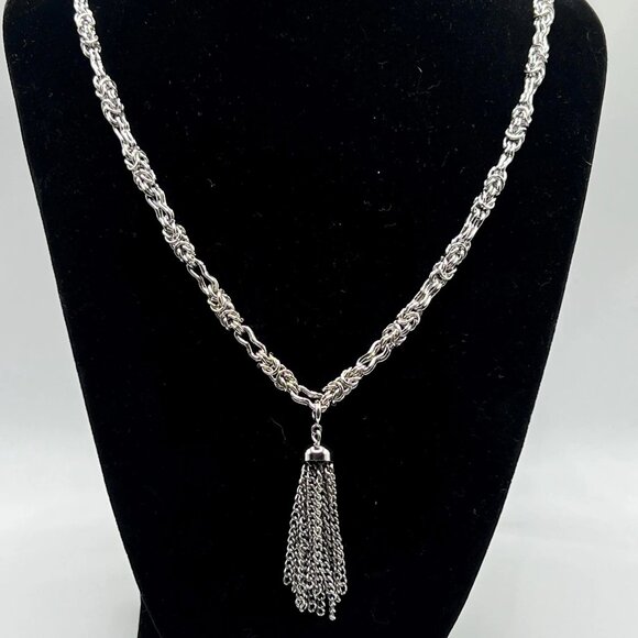 Vintage like new Signed D’orlan long silver necklace with tassel - Picture 1 of 6
